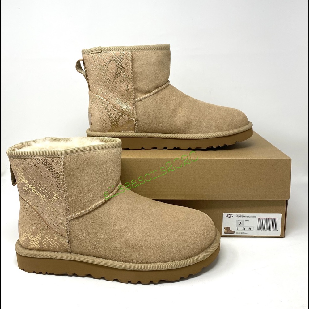 UGG Classic Mini Women’s Boots Metallic Shake Gold - Picture 8 of 11
